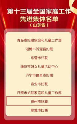 全国表彰!德州5家庭1集体入选!